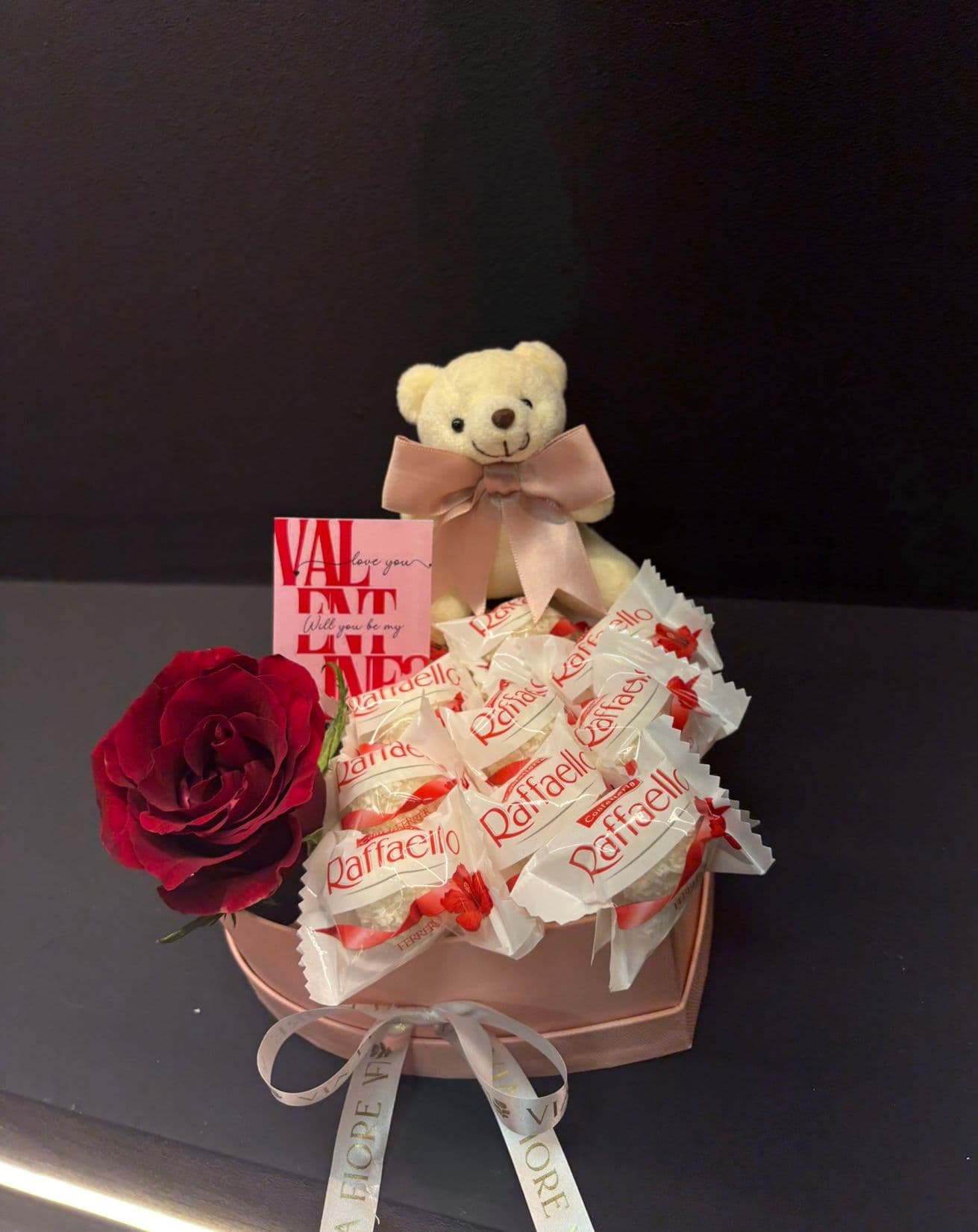 Valentine Teddy & Chocolate Flower Box