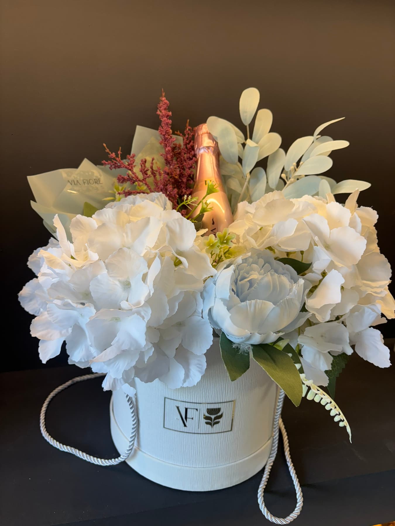 Elegant Flower Box with Champagne - Image 1