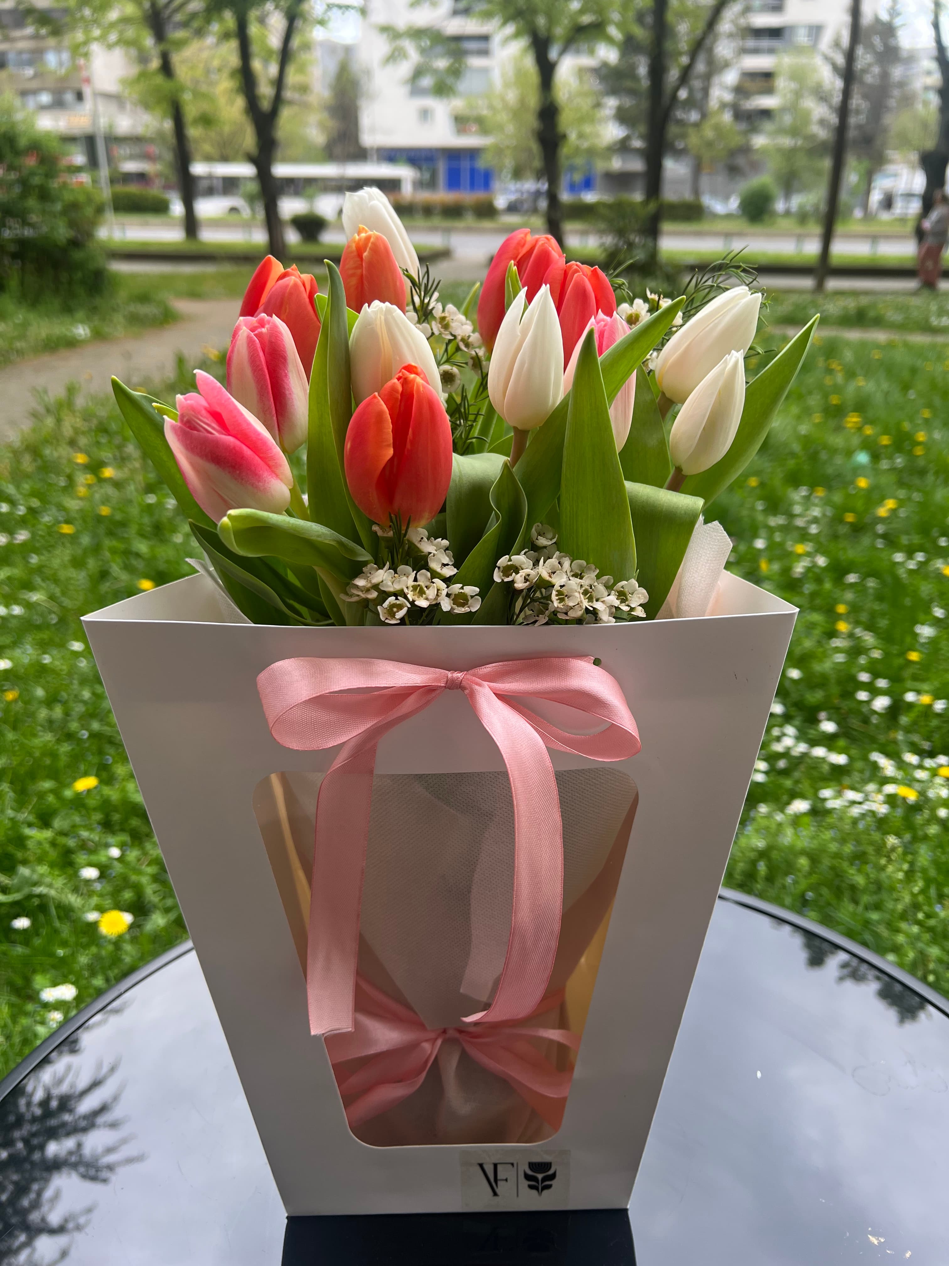 Tulips in paper bag
